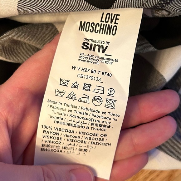 NWT Love Moschino Gingham Checkered Cherry Patch Dress 4 - Picture 10 of 11